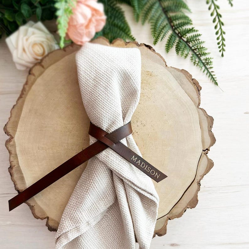 personalized leather napkin ring