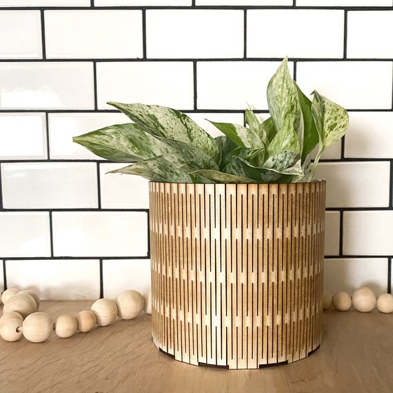 Boho Plant Pot Minimalist Planter Indoor Wood Plant Pot Etsy