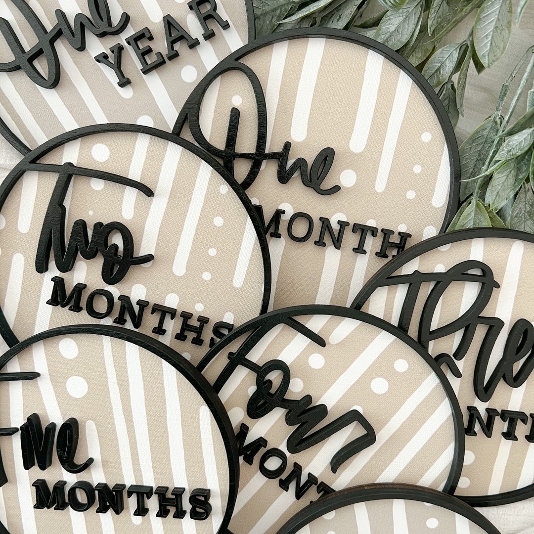Monthly Milestone Disc Baby Photo Prop Hello World Sign Custom Baby ...