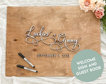 Wedding Guest Book wedding welcome sign wedding Decor Rustic wedding sign wood Guest Book Alternative Unique Guest Book Wedding Sign