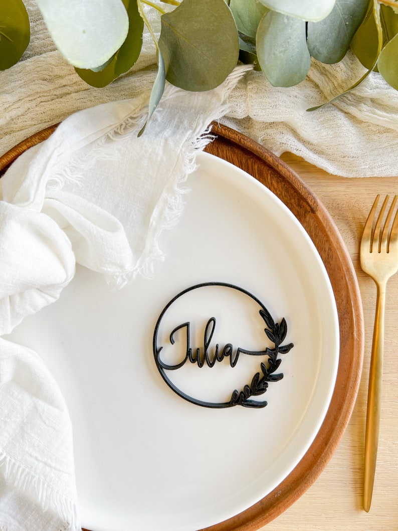 Custom Place card Wedding name card wood Name place setting wedding favor rustic wedding decor boho laser cut name place card boho name tag image 3