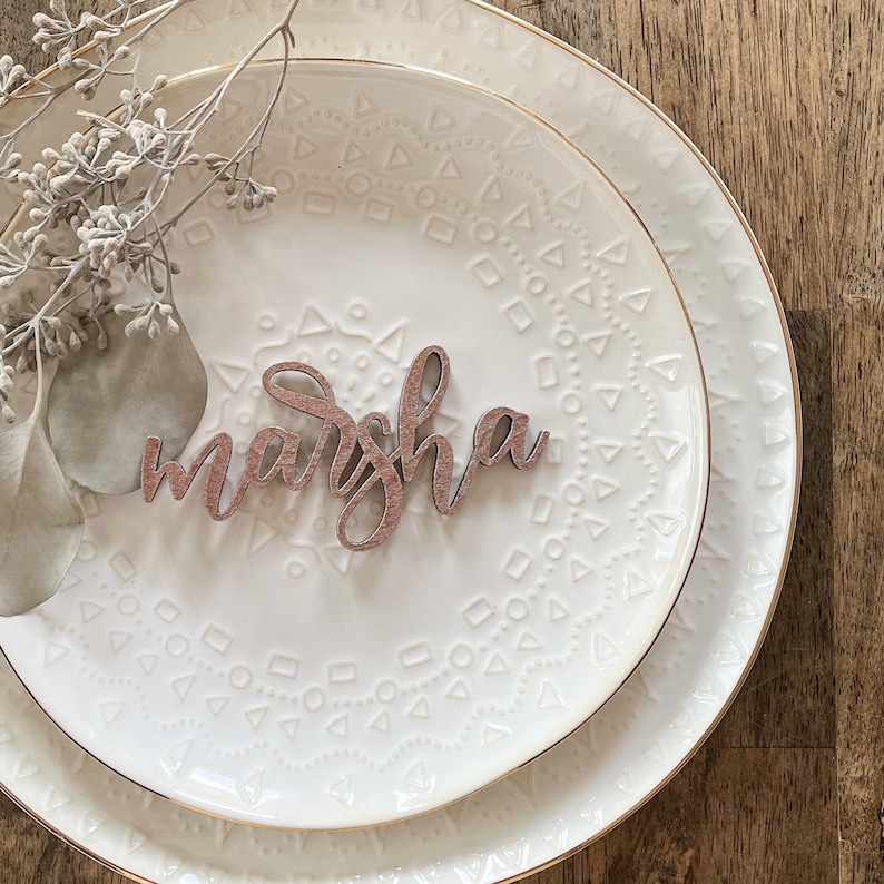 rose gold table name cards