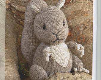 Animal Toy Knitting Pattern - Cute Squirrel Patons Wool Blend DK Instant Digital Download