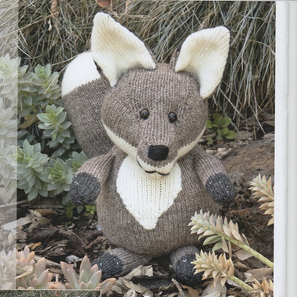 Animal Toy Knitting Pattern - Cute Fox Patons Wool Blend DK Instant Digital Download