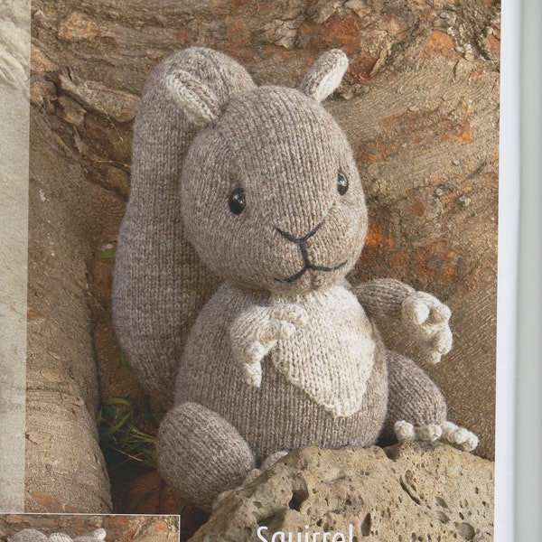 Animal Toy Knitting Pattern - Cute Squirrel Patons Wool Blend DK Instant Digital Download