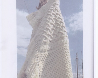 Aran Knit Blanket Pattern: Afghan Throw, 50x62 (Digital Download)