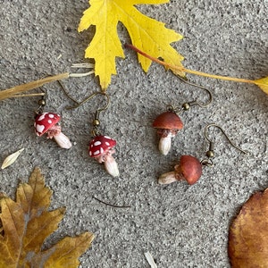 Realistic mushroom earrings and necklace | toadstool | jewelry | woodland | fairy