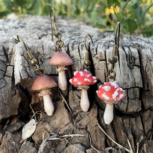 Realistic mushroom earrings and necklace | toadstool | jewelry | woodland | fairy
