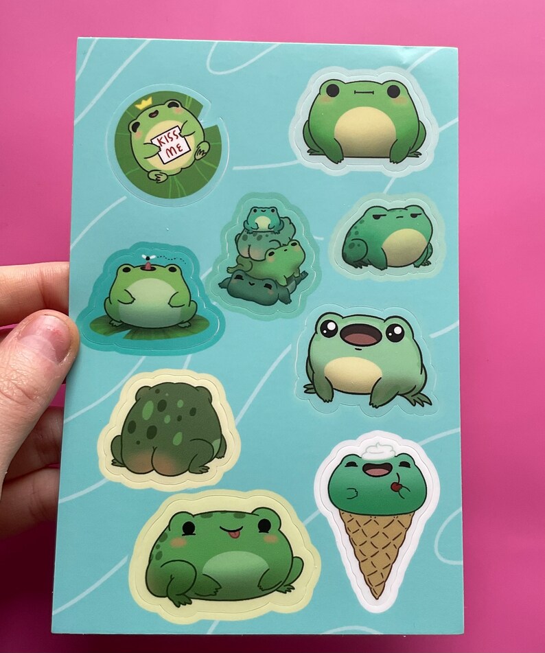Vinyl Frog Sticker Sheet | Frog Butts | Cute | Chibi | Funny ...