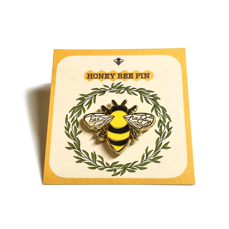 Honey Bee Enamel Pin | Bee Happy Gift - Etsy