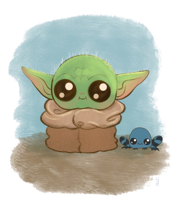 Baby Yoda Art Print Star Wars Mandalorian Cute Chibi Etsy