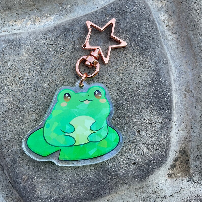 Frog butt keychain | holographic | acrylic | cute | chibi | froggy 