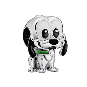 Charm de Plata 925 Pluto perro de orejas largas compatible con pulseras europeas, inspirado en mundo mágico, regalo para fans de la fantasía