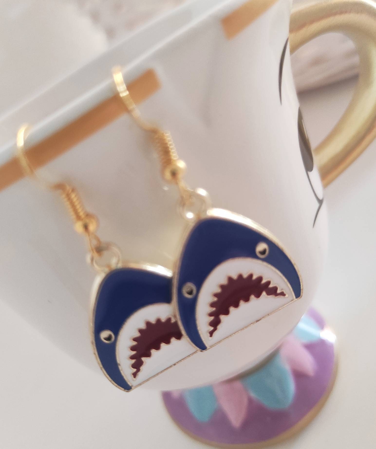 LONYOO Boucles D'Oreilles Animaux Marins Émail - Requin Pieuvre Dauphin Baleine Méduse, Cadeau Été