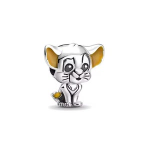 Charm de Plata 925 rey león de la sabana africana compatible con pulseras europeas - inspirado en mundo mágico de fantasía, yojería animal