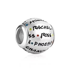 925 Sterling Zilveren Ronde Vriendschapsbedel, Geïnspireerd op de Film, voor Europese Armbanden, Filmfans, Geek Cadeau, Vrienden voor Altijd