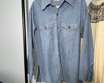 L LEVIS Vintage 90s Denim Shirt / Vintage Men's Levis Denim Shirt