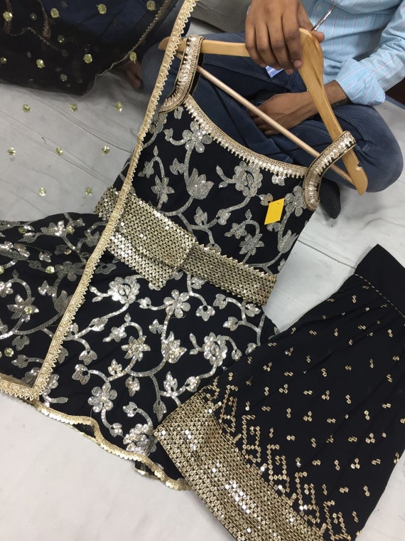 Punjabi suit Sharara suit ready to wear designer Georgette shirt with sharara