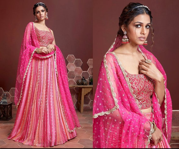 Admire Pink Chinon Mirror With Embroidery Designer Lehenga Choli Partywear girlish lehenga