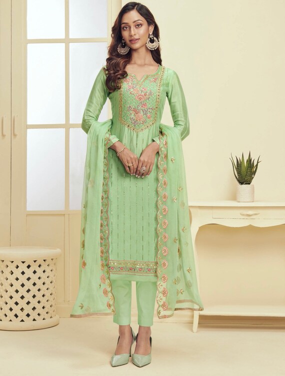 Ready to wear Hand work Georgette suit with pant/pajami