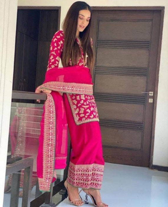Pakistani/indianwear traditional palazoo pant with suit /sage blue festival wear