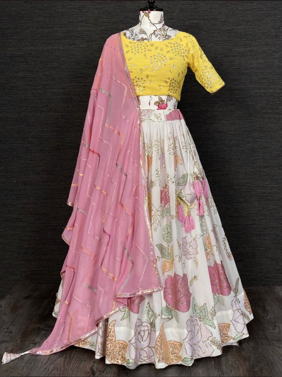 Multi-Color Sequins Embroidered Georgette Party Wear Lehenga Choli