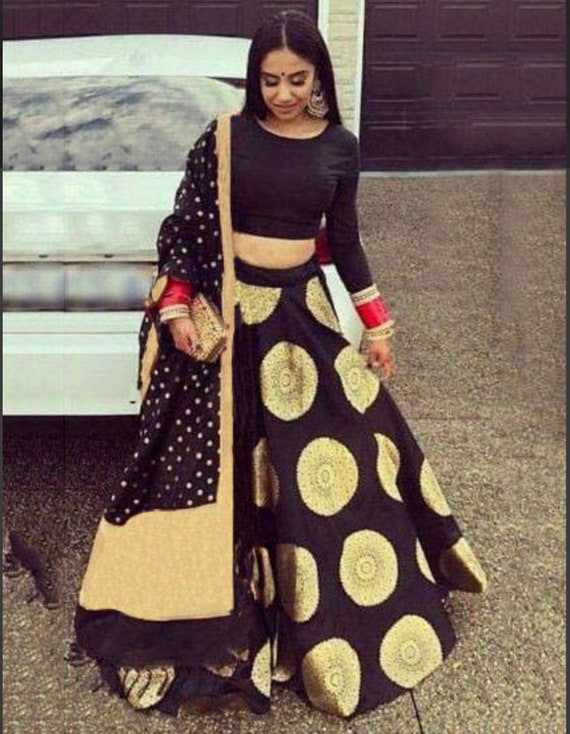 Black Banarasi Silk Party Wear Lehenga Choli