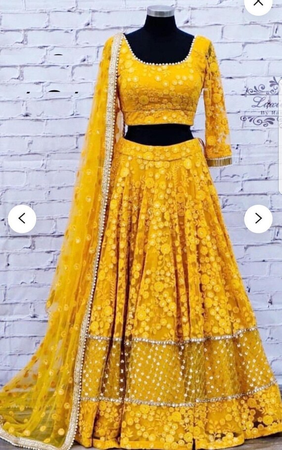 Sabyasachi Yellow mehendi lehenga choli for women lehenga choli- Mehendi oufit-designer-Dholki-navratri-indianwear traditional chaniya choli
