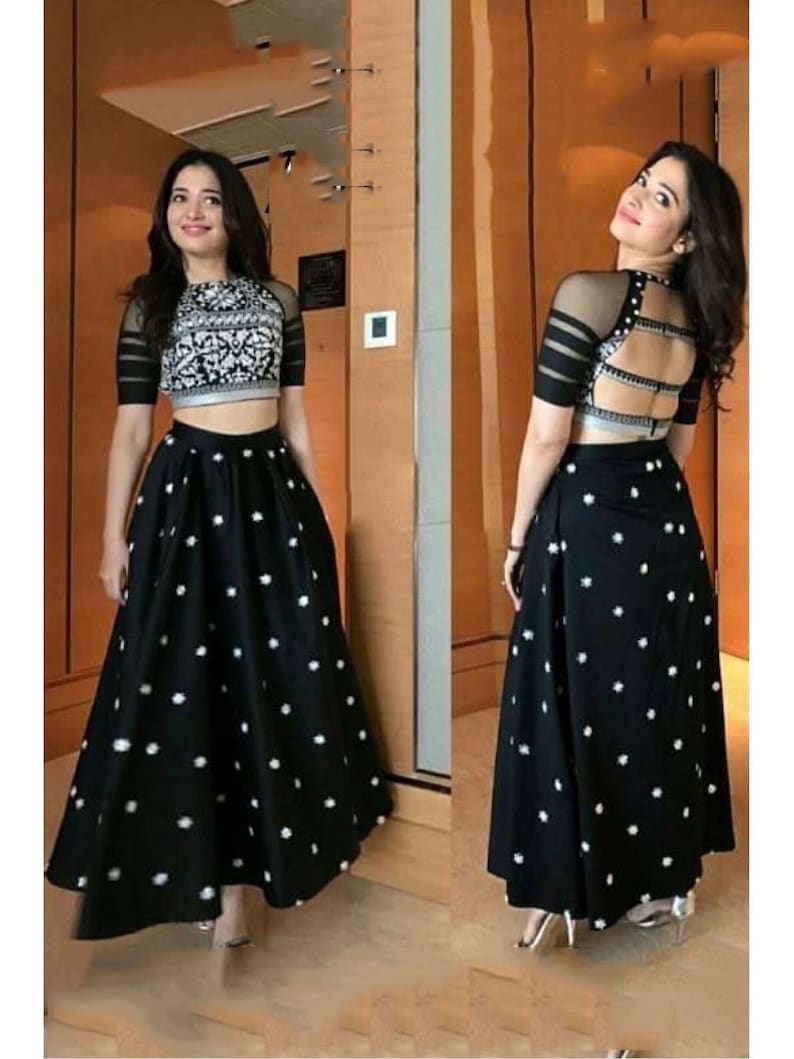 Black Embroidered Taffeta Silk Designer Lehenga Choli Stylish lehnga choli indian wear dresses