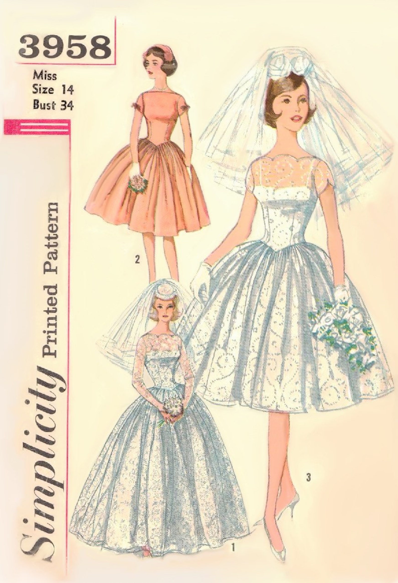 Vintage Wedding Dress paper pattern Etsy