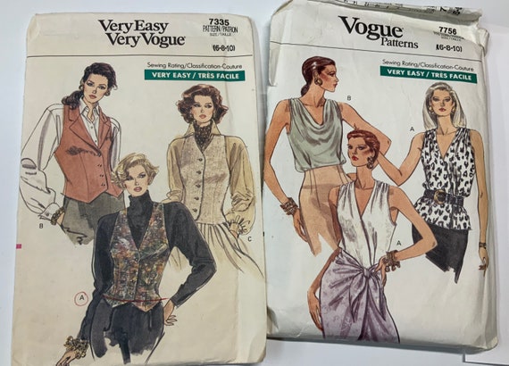 VOGUE 7756 7335 Size 6-8-10 Vintage Sewing Pattern 1988-1990 | Etsy