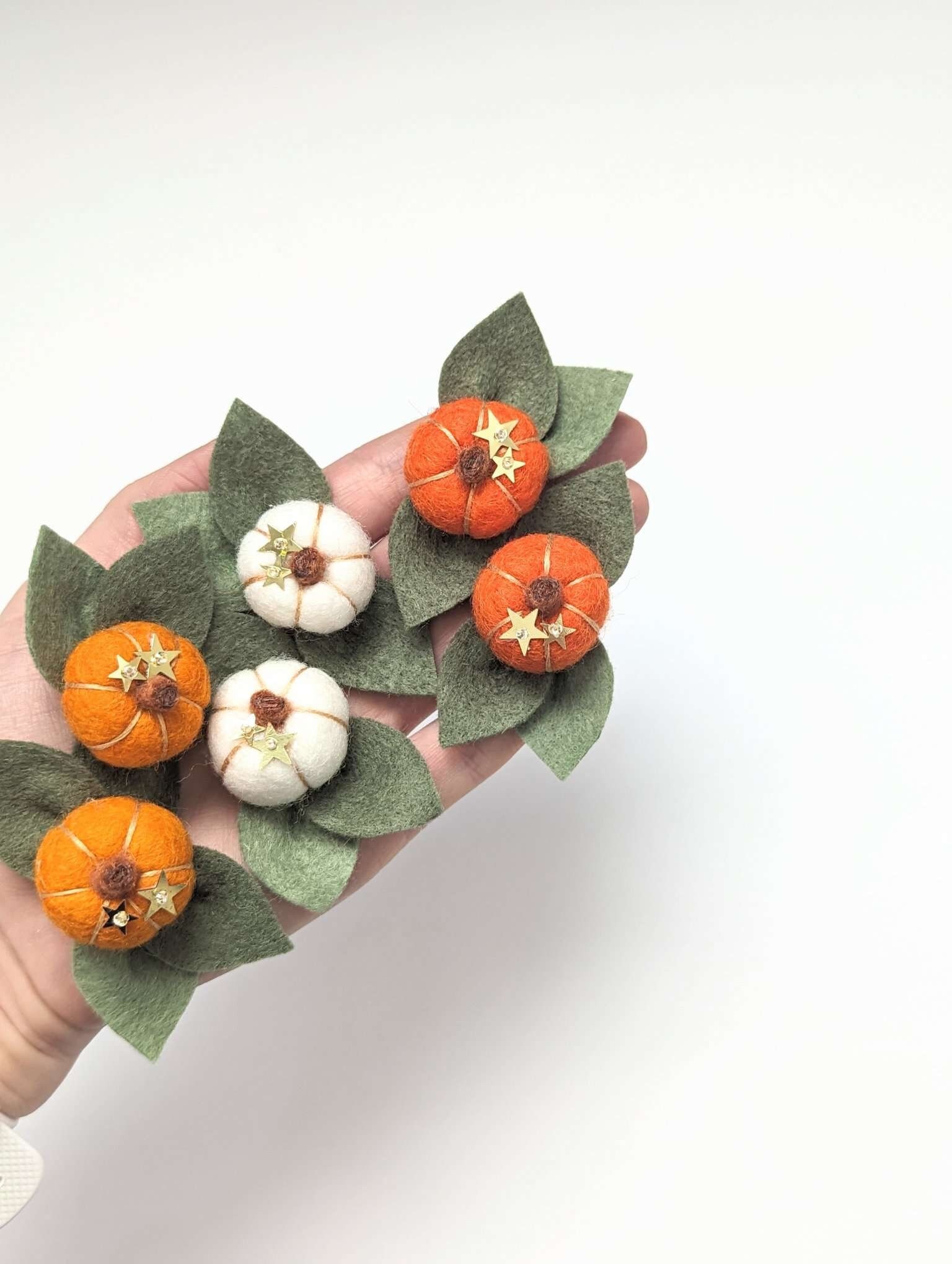 Pumpkin Hair Clip Set, Pumpkin Hair Clip, White Pumpkin Hair Clip Set, Orange Pumpkin Hair Clip Set