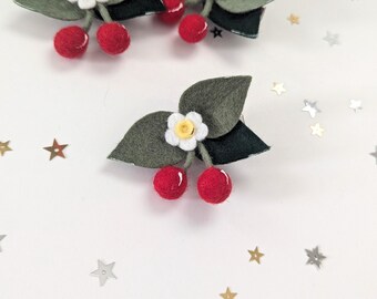 Felt Cherry Hair Clip, Cherry Hair Clip, Blueberry Headband, Summer Fruit Hair Clip, Baby Hair Accessories