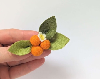 Felt Orange Hair Clip, Clementine Hair Clip, Citrus Hair Clip, Tangerine Hair Clip