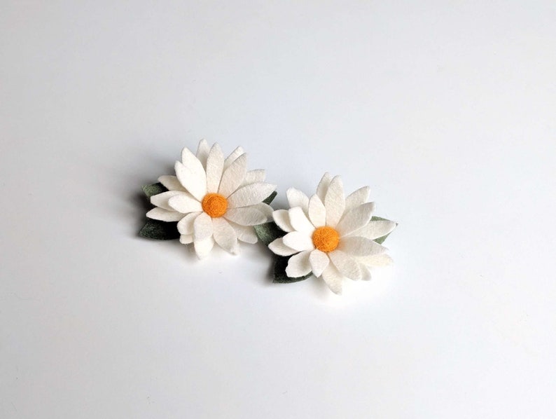 Felt Chamomile Hair Clip, Chamomile Baby Headband, Chamomile Clip, Toddler Hair Clip image 3