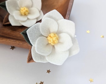 Felt handmade magnolia flower hair toddler girl hair clip, Magnolia nylon headband