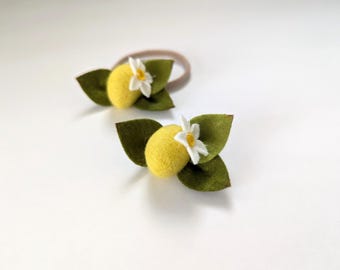 Felt Lemon Hair Clip, Felt Lemon Baby Nylon Headband, Fruit Summer Hair Clip