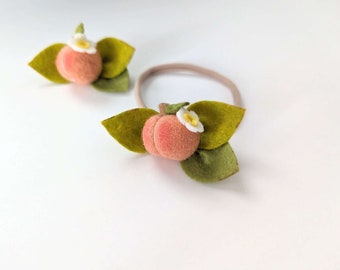 Peach Hair Clip, Summer Fruit Hair Clip, Peach Nylon Headband