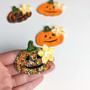 Pumpkin Hair Clip, Halloween Hair Clip Glitter Hair Clip