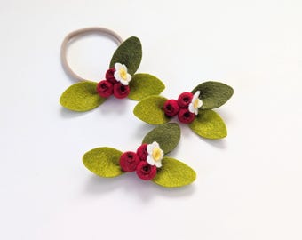 Cranberry Hair Clip, Berry Hair Clip, Cranberry Baby Nylon Headband, Summer Hair Clip