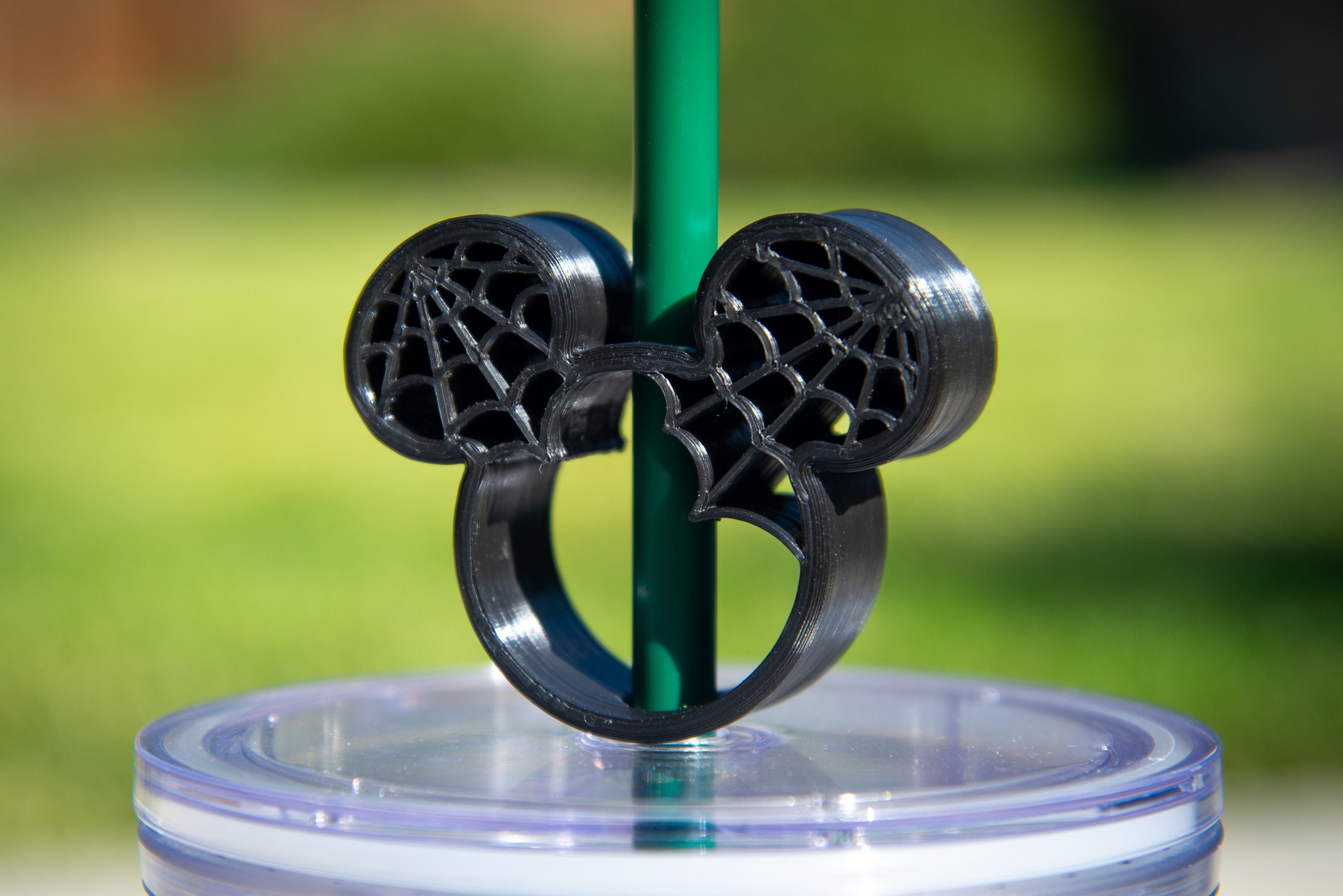 3D Disney Straw Topper Decoration Mickey Mouse Spiderweb Head Halloween Fun
