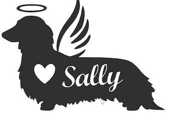 Personalized Long Hair Dachshund Angel Permanent Vinyl