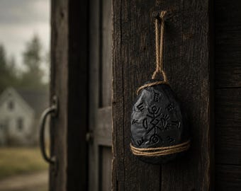 Talismán inspirado en la serie de televisión / Piedra protectora de PLA impresa en 3D / Réplica rústica para colgar / Regalo para fans del terror / Decoración de cabaña