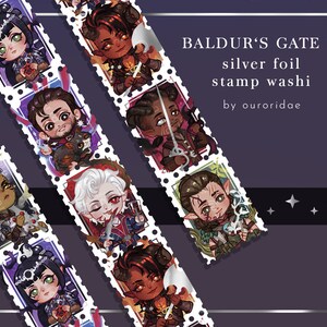 Baldur's Gate 3 箔押しスタンプ和紙テープ、文房具和紙テープ、ジャーナリング、スクラップブッキング