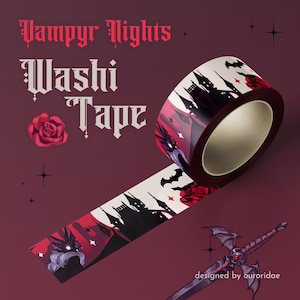 Vampyr Nights-washitape, schattige gotische vampire-washitape, stationaire washitape, journaling