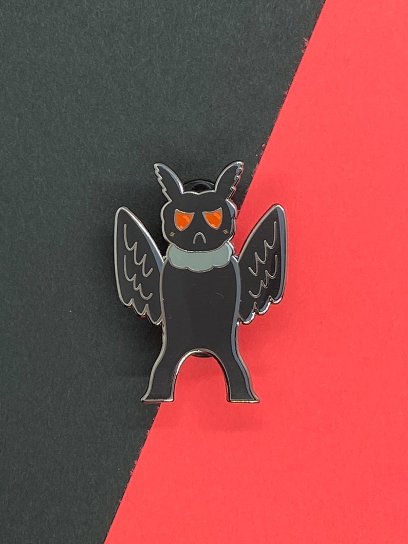 Mothman Creepy Crawly Cryptid 1.5 inch Hard Enamel Pin image 1