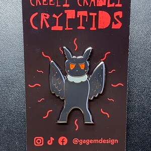 Mothman Creepy Crawly Cryptid 1.5 inch Hard Enamel Pin image 3