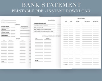 Bank Account Tracker-Financial Planner- Printable -PDF