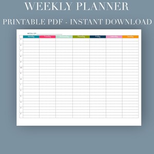 EDITIERBAR - Wochenplaner - Wochenplan - Stundenplan - Druckbare PDF - Sofortiger Download