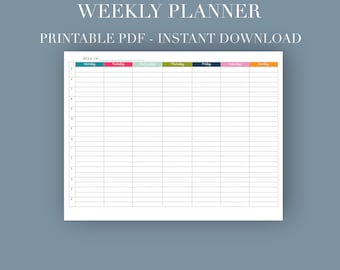 EDITABLE- Weekly Planner - Weekly Schedule -Hourly Schedule - Printable PDF - Instant Download